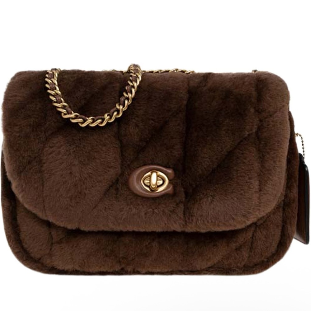 Coach Pillow Madison Quilted Shearling Shoulder Bag - Buffalo Brown -